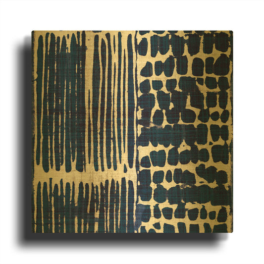 'Indigo Batik 3' By Wild Apple Portfolio Gold Metal Wall Art
