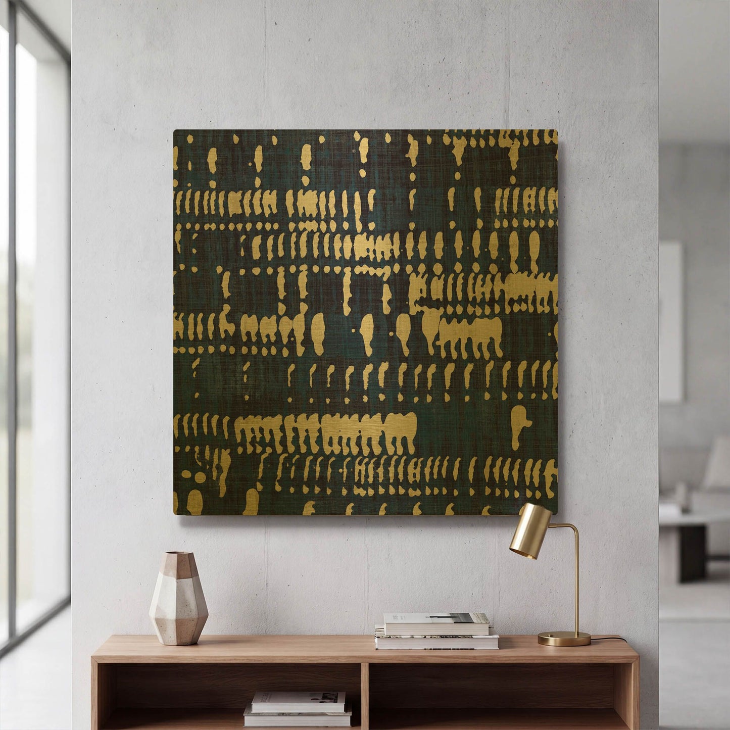 'Indigo Batik 4' By Wild Apple Portfolio Gold Metal Wall Art