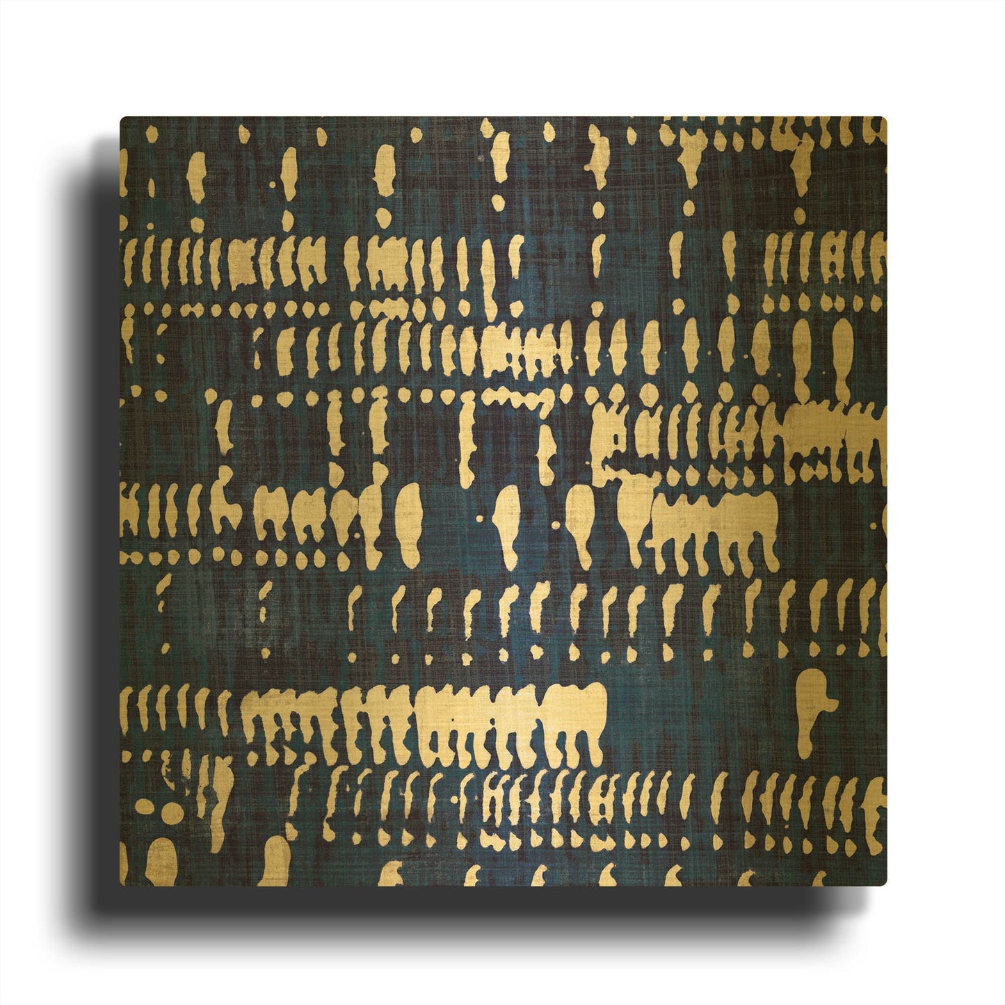 'Indigo Batik 4' By Wild Apple Portfolio Gold Metal Wall Art
