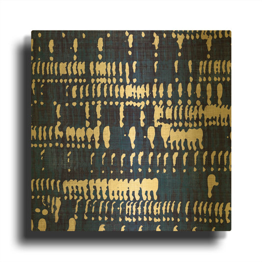 'Indigo Batik 4' By Wild Apple Portfolio Gold Metal Wall Art