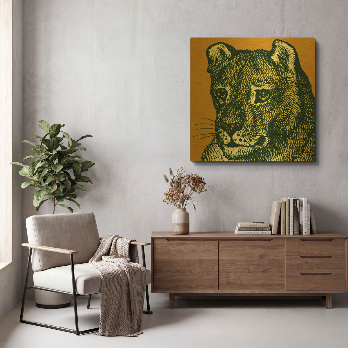 'Jungle Flair 4' By Wild Apple Portfolio Gold Metal Wall Art