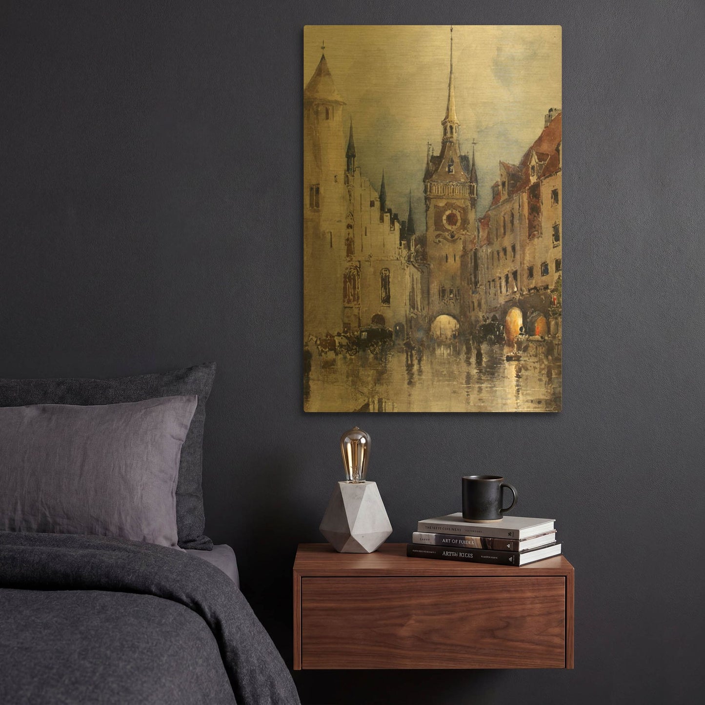 'Munich Street' By Wild Apple Portfolio Gold Metal Wall Art
