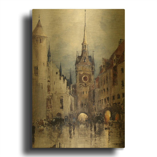 'Munich Street' By Wild Apple Portfolio Gold Metal Wall Art