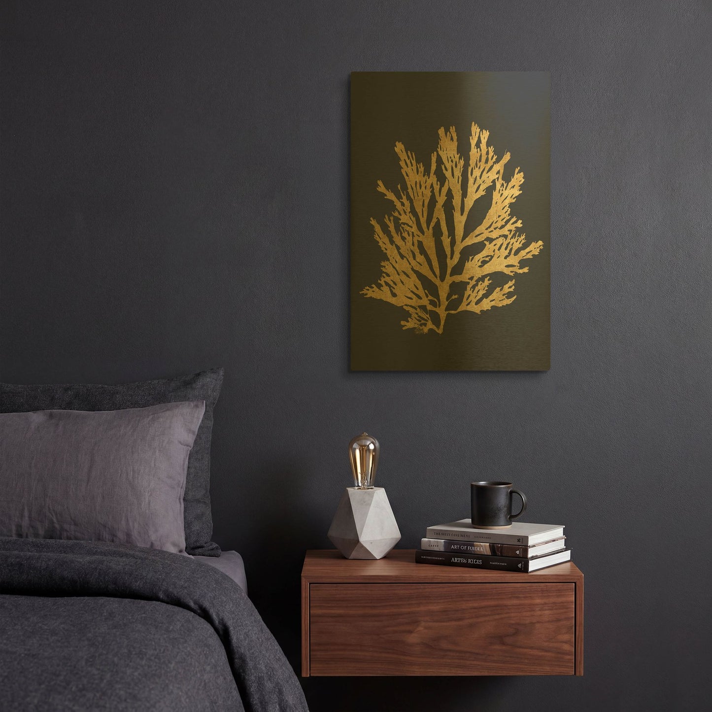 'Pacific Sea Mosses 1 Indigo' By Wild Apple Portfolio Gold Metal Wall Art