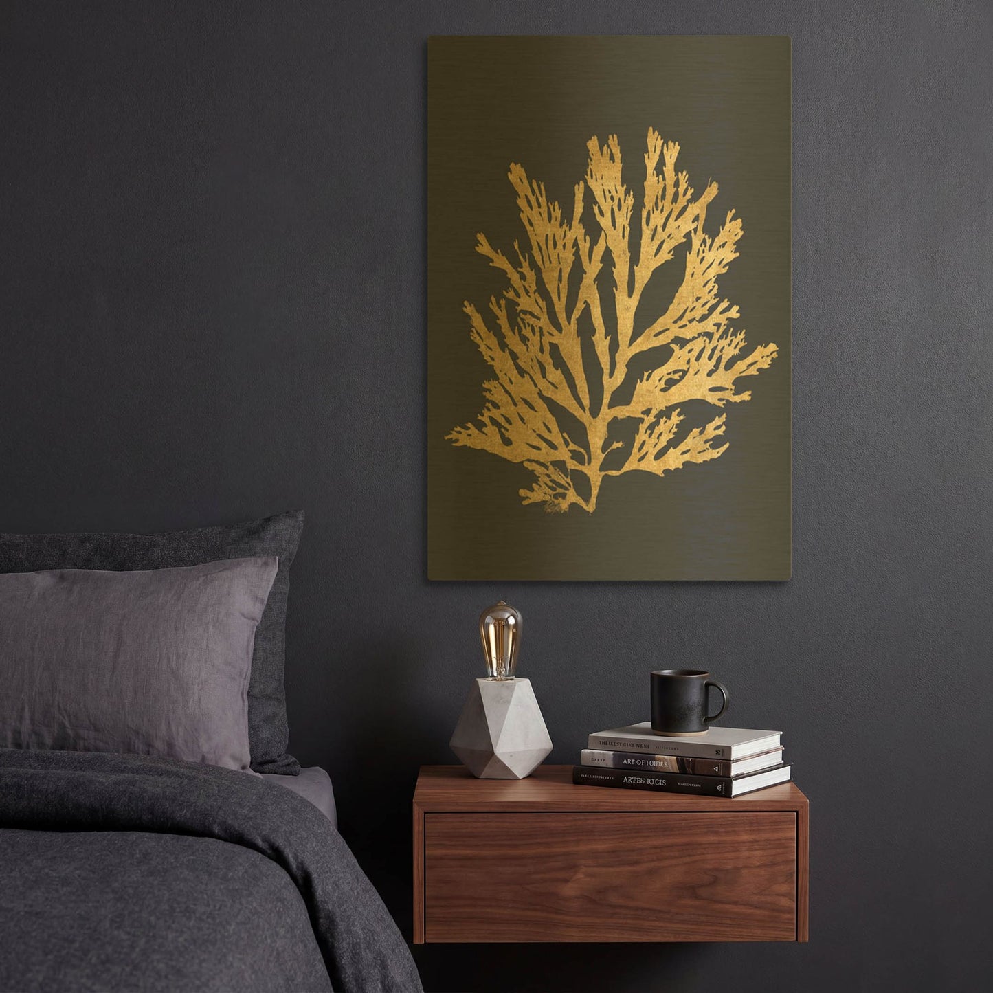 'Pacific Sea Mosses 1 Indigo' By Wild Apple Portfolio Gold Metal Wall Art
