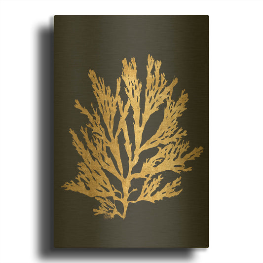 'Pacific Sea Mosses 1 Indigo' By Wild Apple Portfolio Gold Metal Wall Art