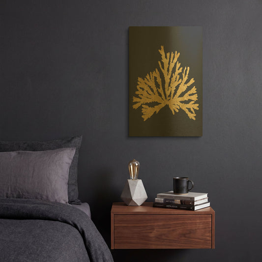 'Pacific Sea Mosses 4 Indigo' By Wild Apple Portfolio Gold Metal Wall Art