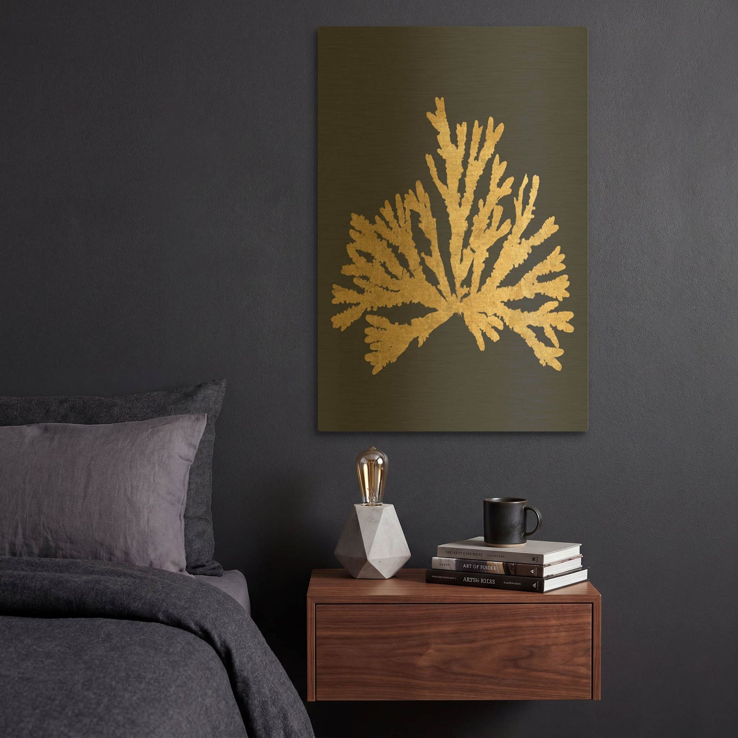 'Pacific Sea Mosses 4 Indigo' By Wild Apple Portfolio Gold Metal Wall Art