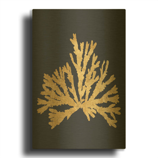 'Pacific Sea Mosses 4 Indigo' By Wild Apple Portfolio Gold Metal Wall Art
