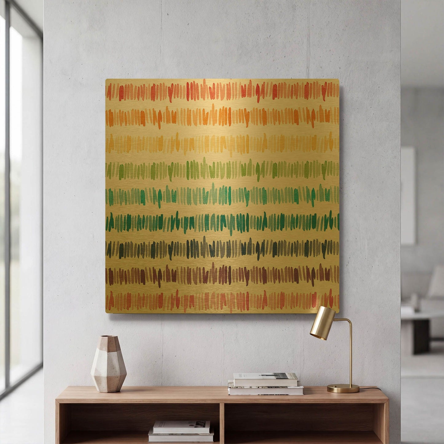 'Rainbow World Collection Pattern 1' By Wild Apple Portfolio Gold Metal Wall Art