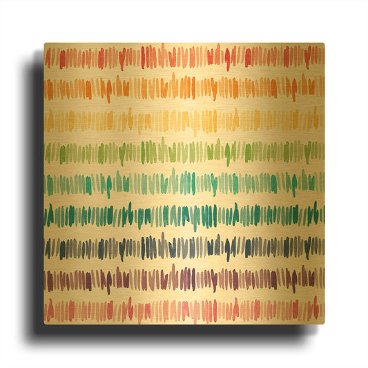 'Rainbow World Collection Pattern 1' By Wild Apple Portfolio Gold Metal Wall Art