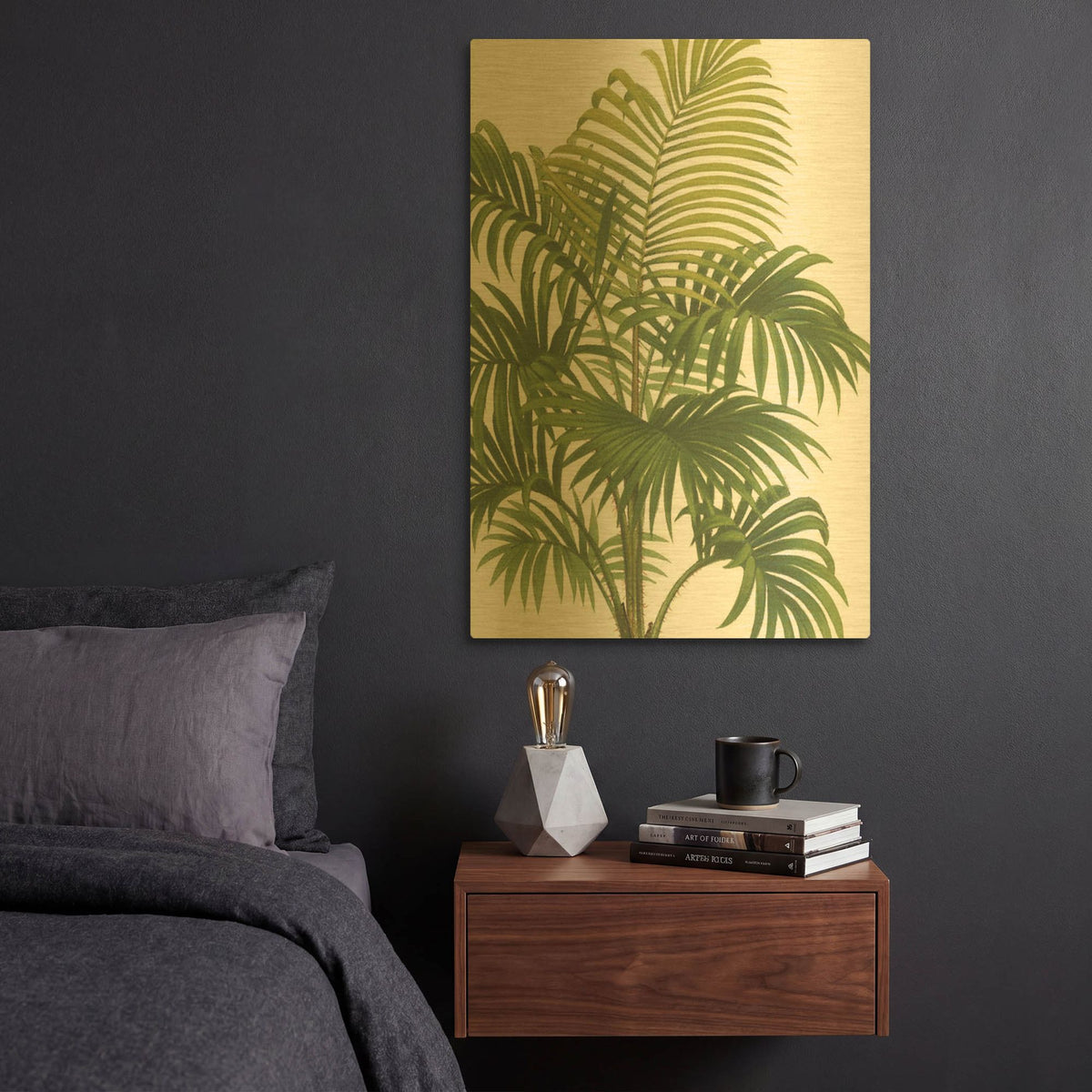 'Riviera Palms 1' By Wild Apple Portfolio Gold Metal Wall Art