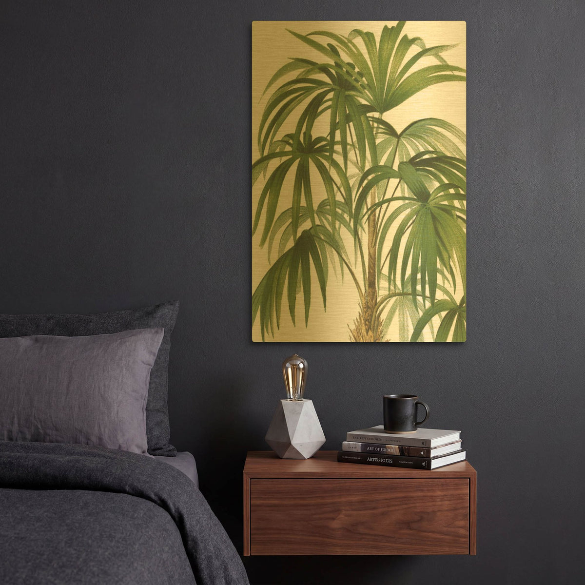 'Riviera Palms 2' By Wild Apple Portfolio Gold Metal Wall Art