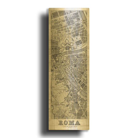 'Roma Map Panel on Wood' By Wild Apple Portfolio Gold Metal Wall Art