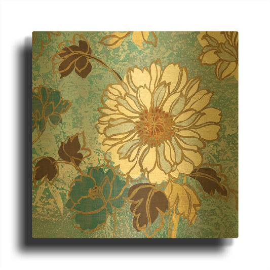 'Sophias Flowers Blue 2' By Wild Apple Portfolio Gold Metal Wall Art
