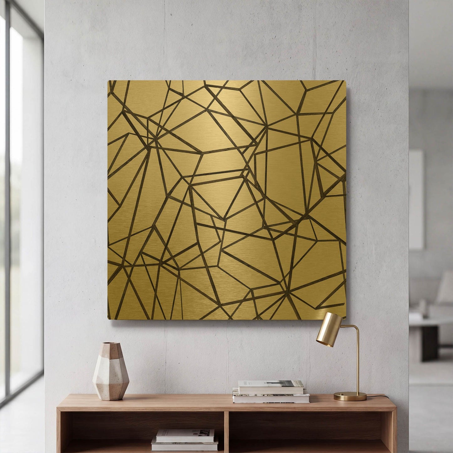 'Succulent Pattern BW' By Wild Apple Portfolio Gold Metal Wall Art