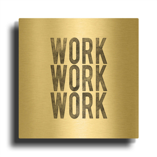 'Work from Home 4' By Wild Apple Portfolio Gold Metal Wall Art
