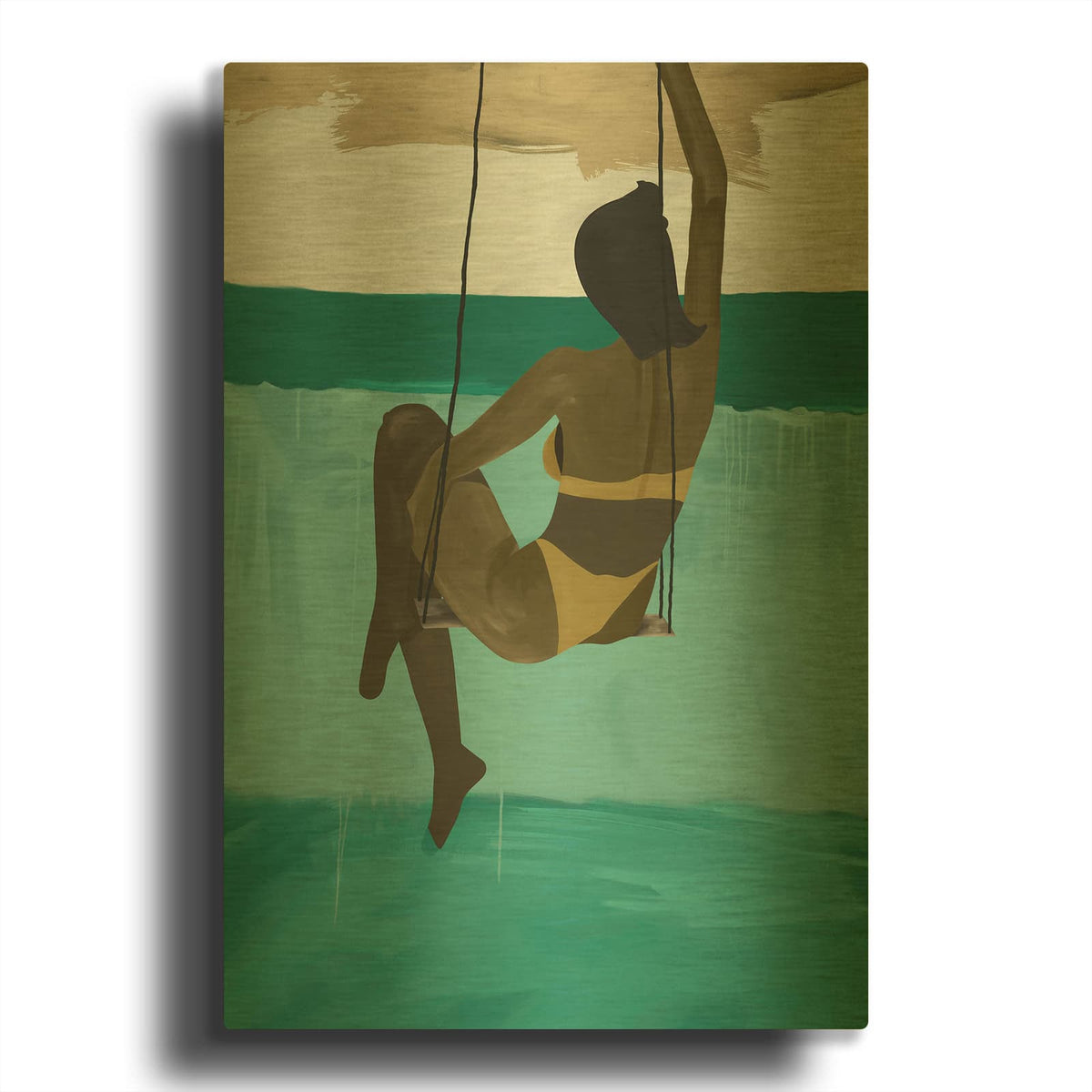 'Cabana Girl' By A Tsoukanelis Gold Metal Wall Art