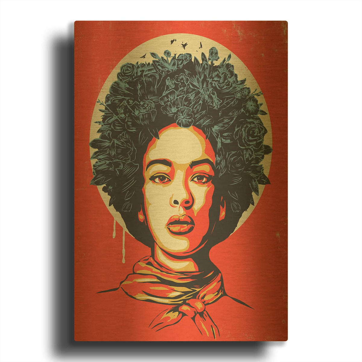 'Flower Power' By Balazs Solti Gold Metal Wall Art