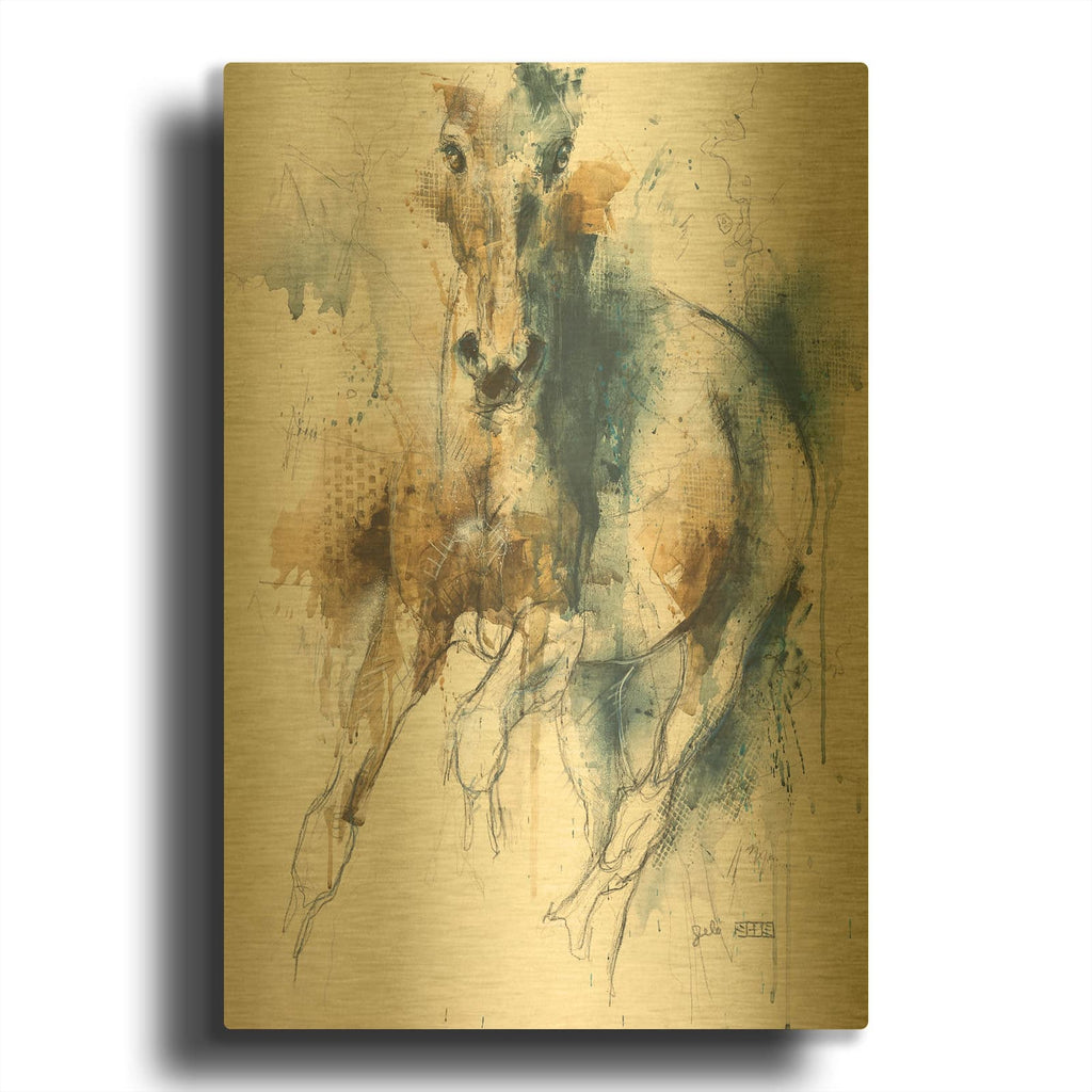 'Equine Nude 143' By Benedicte Gele Gold Metal Wall Art