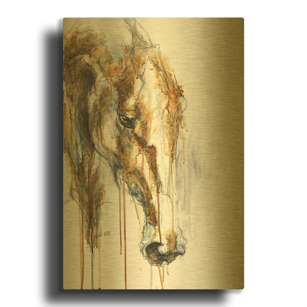 'Expression 3' By Benedicte Gele Gold Metal Wall Art