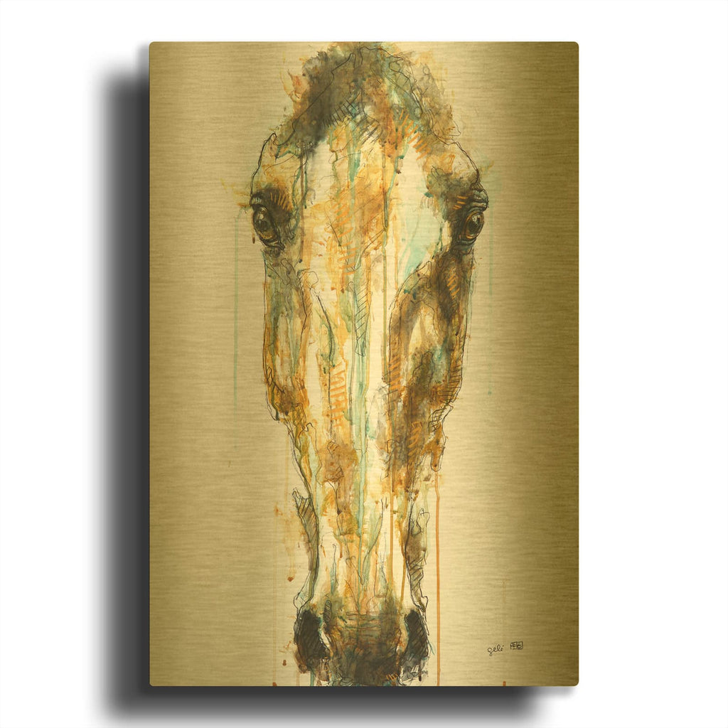'Face To Face 11' By Benedicte Gele Gold Metal Wall Art