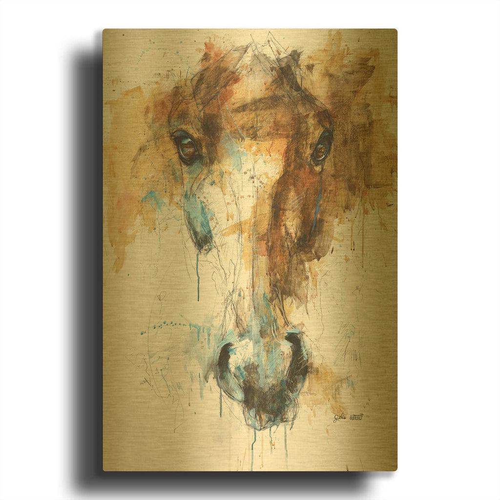 'Face To Face 61' By Benedicte Gele Gold Metal Wall Art