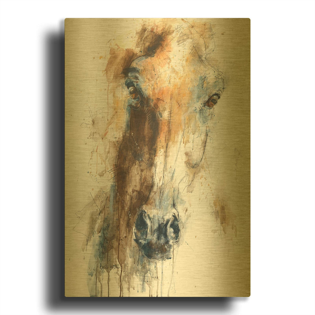 'Face To Face 64' By Benedicte Gele Gold Metal Wall Art