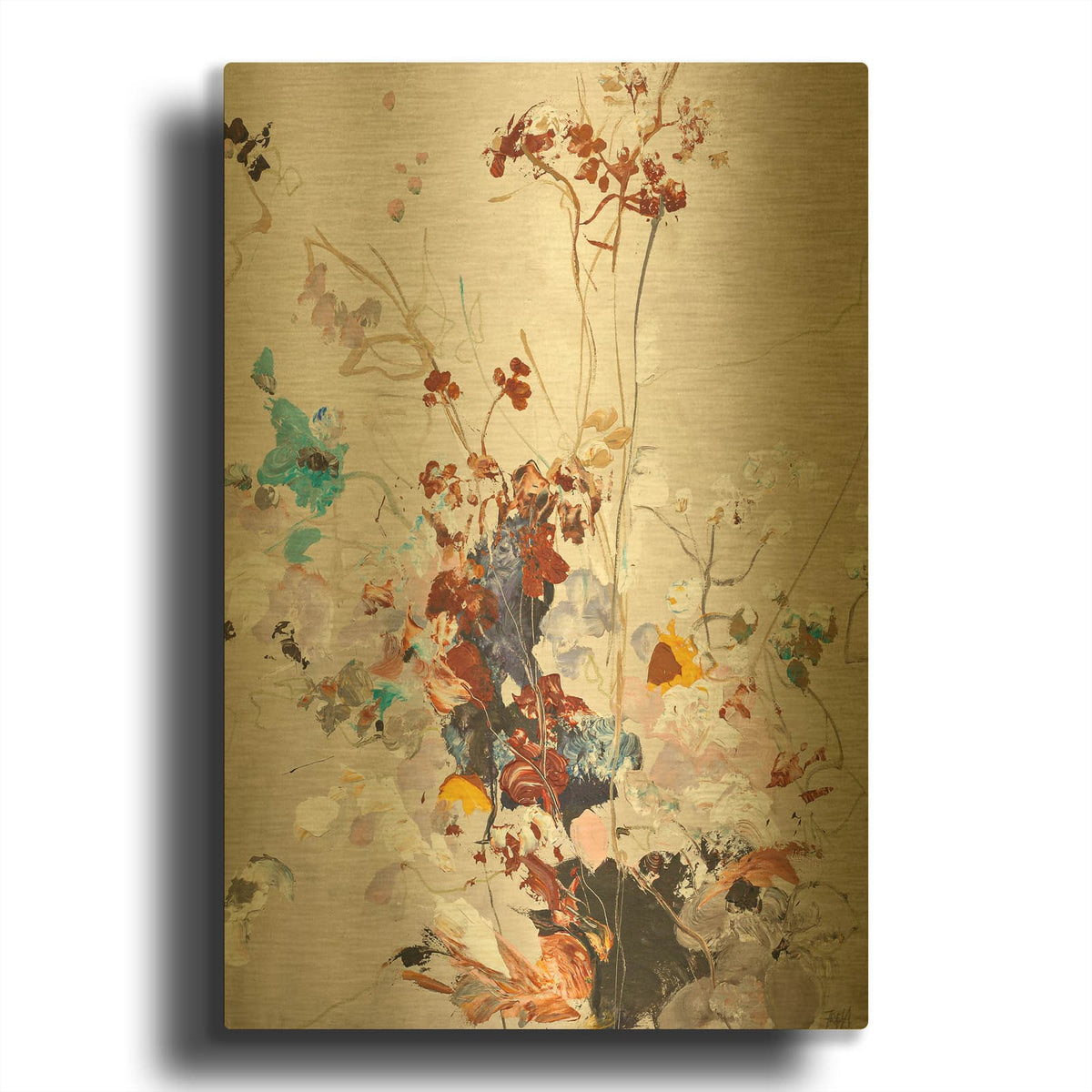 'Abstract Flower 3' By Design Fabrikken Gold Metal Wall Art