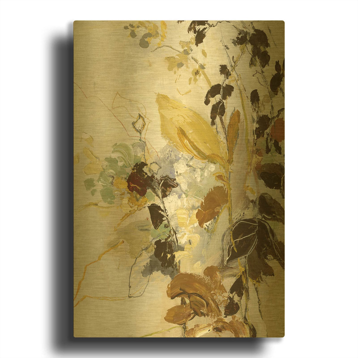 'Flock of Flowers 1' By Design Fabrikken Gold Metal Wall Art
