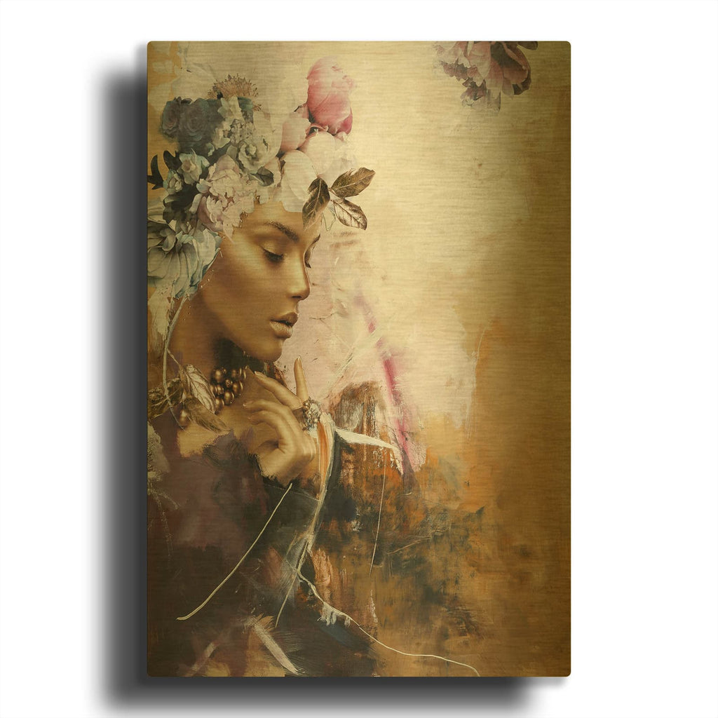 'Gold on Purple Couture' By Design Fabrikken Gold Metal Wall Art