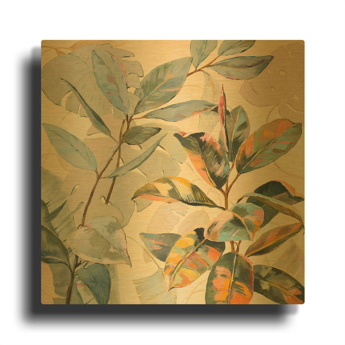 'Les Fleurs 3' By Dusza Gold Metal Wall Art