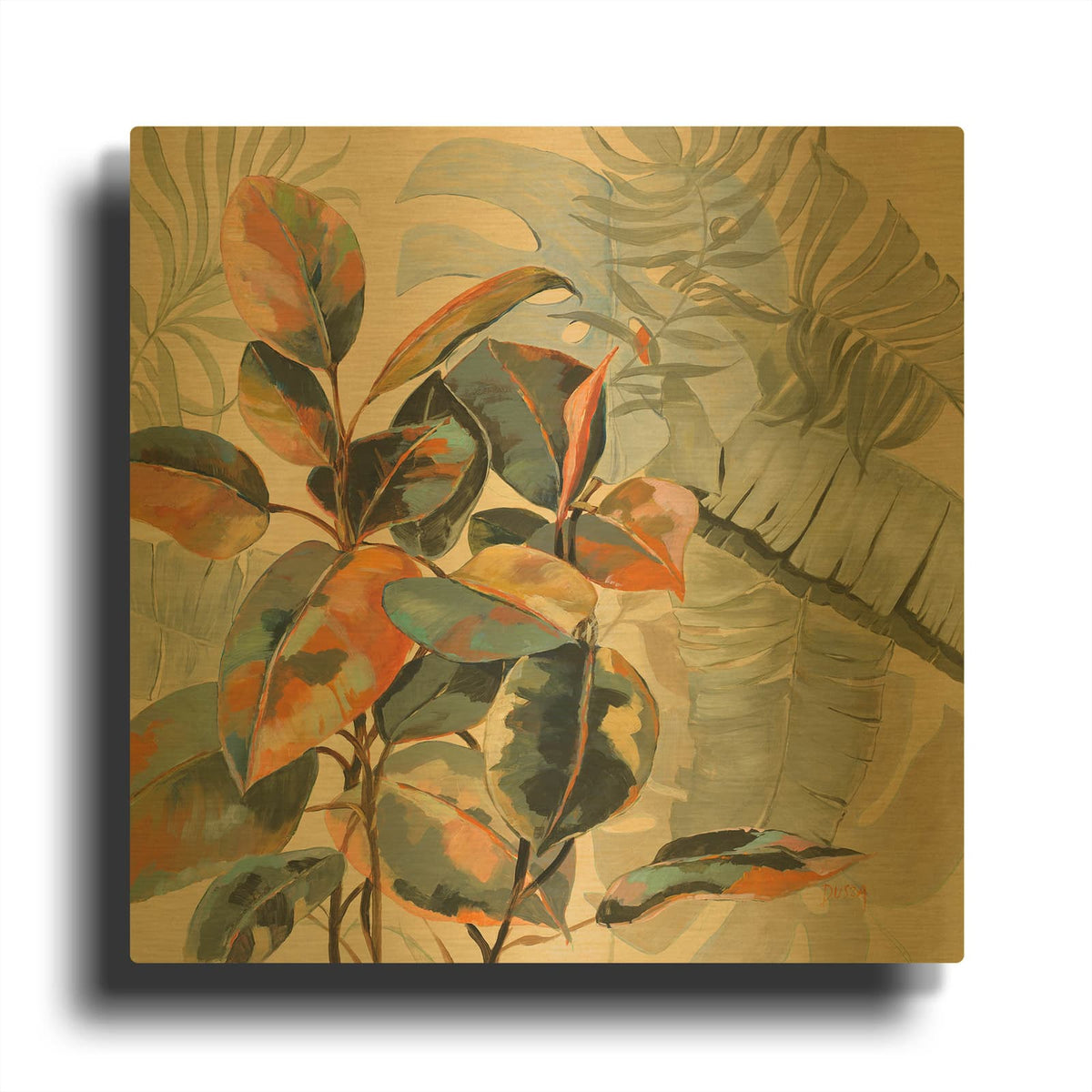 'Les Fleurs 4' By Dusza Gold Metal Wall Art