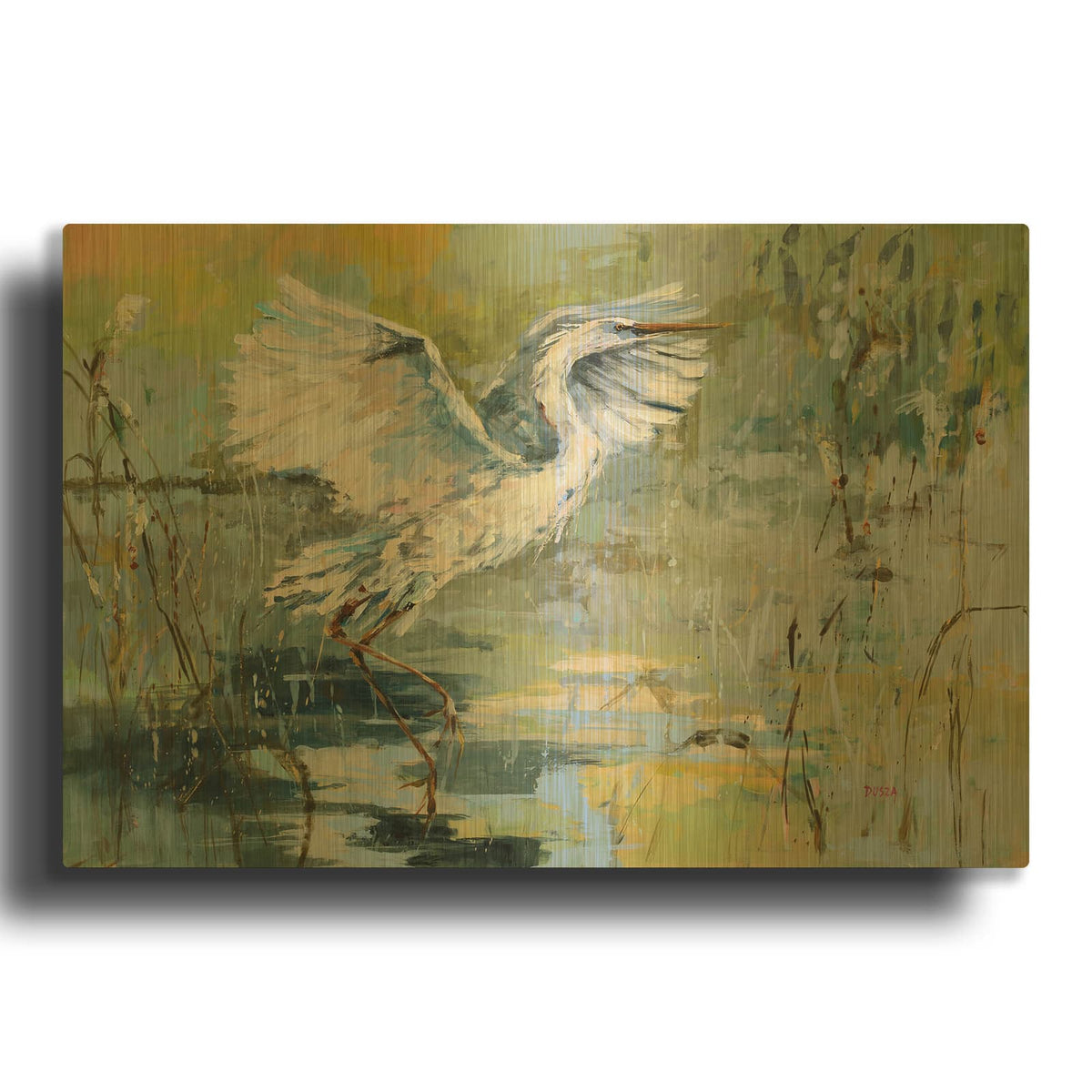 'Shoreline Bird 1' By Dusza Gold Metal Wall Art