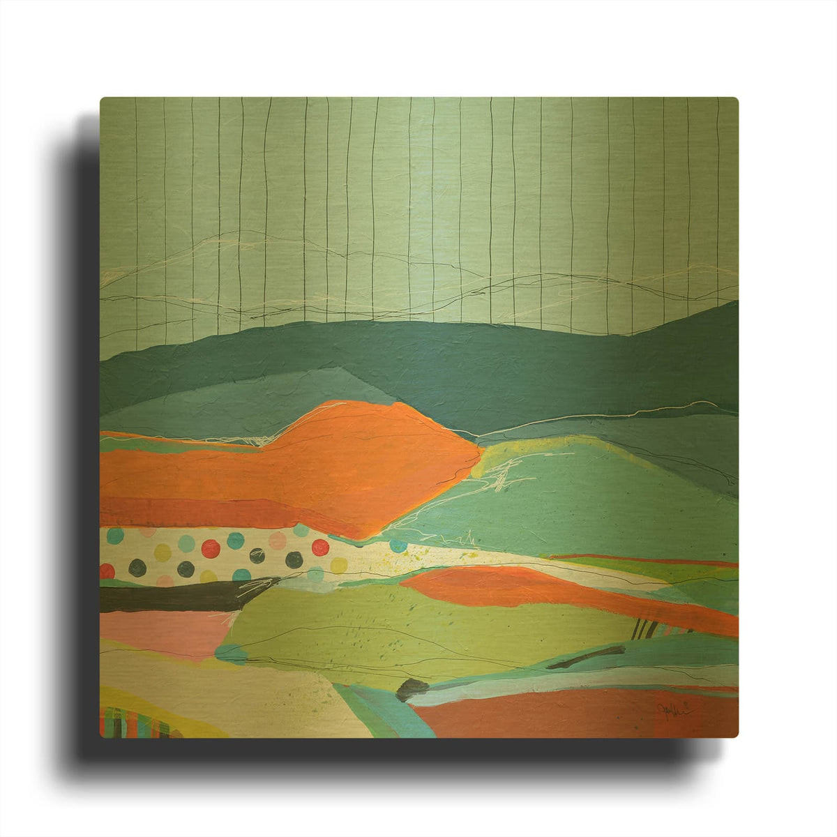 'Colorfield No. 14' By Jan Weiss Gold Metal Wall Art