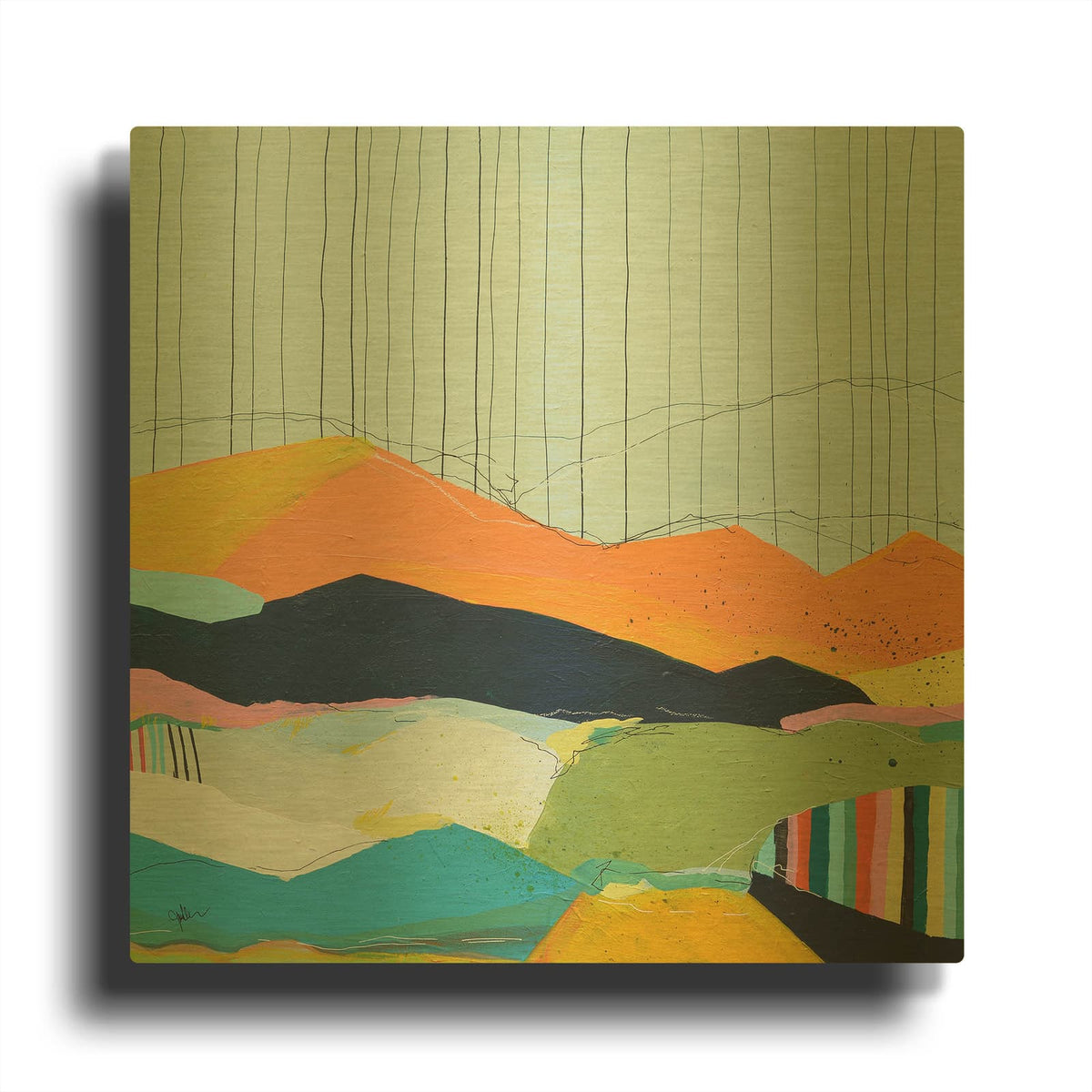 'Colorfield No. 15' By Jan Weiss Gold Metal Wall Art