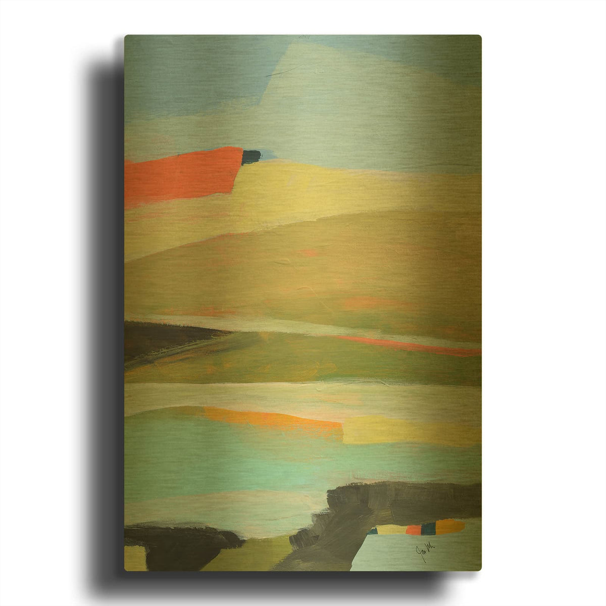 'Colorfield No. 16' By Jan Weiss Gold Metal Wall Art