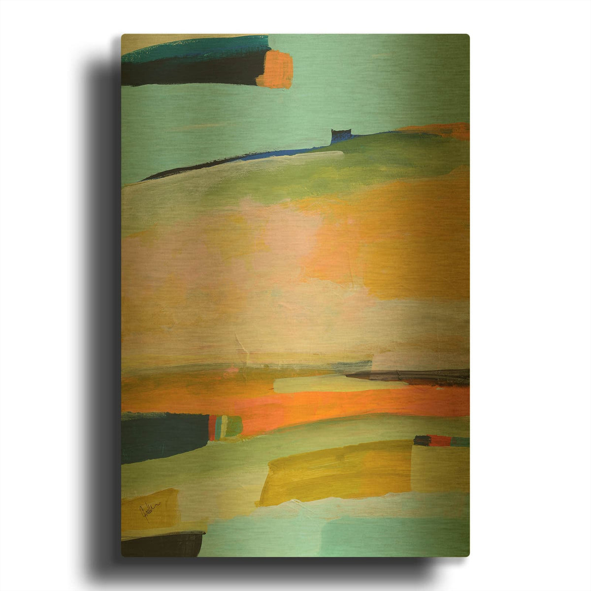 'Colorfield No. 17' By Jan Weiss Gold Metal Wall Art