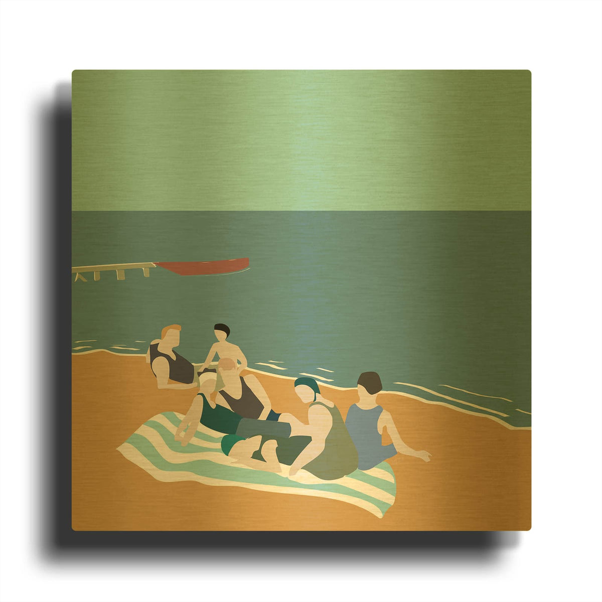 'Vintage Bathers' By Layla Oz Gold Metal Wall Art