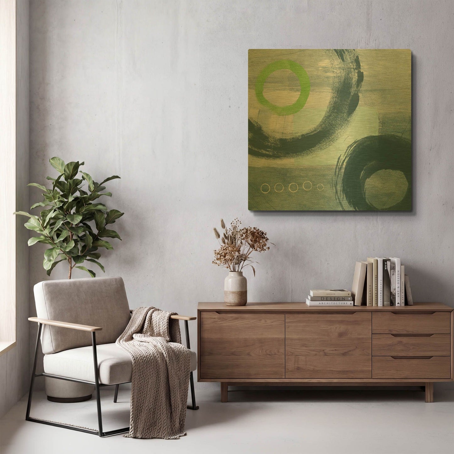 'Blue Circles I' By Linda Woods Gold Metal Wall Art