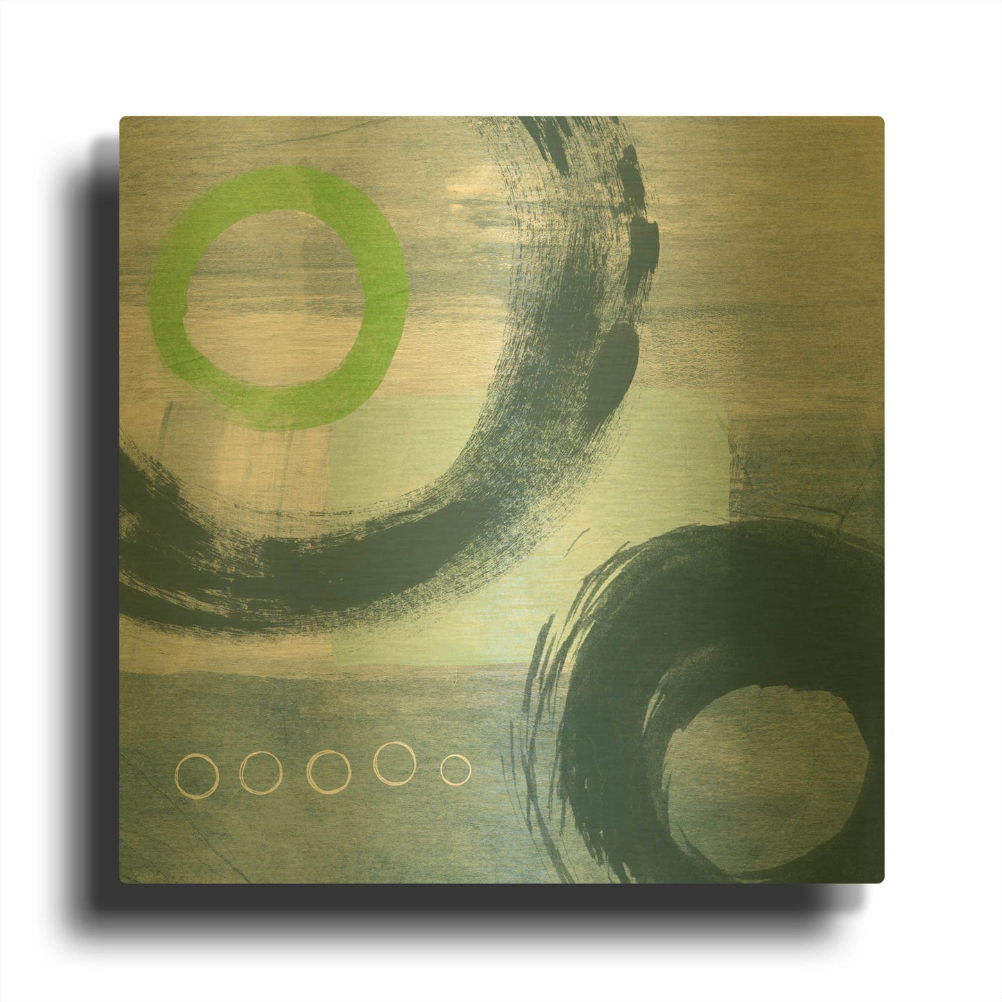 'Blue Circles I' By Linda Woods Gold Metal Wall Art