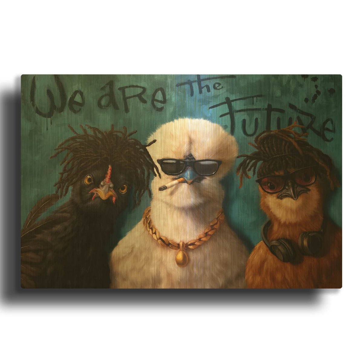 'Poultry In Motion' By Lucia Heffernan Gold Metal Wall Art