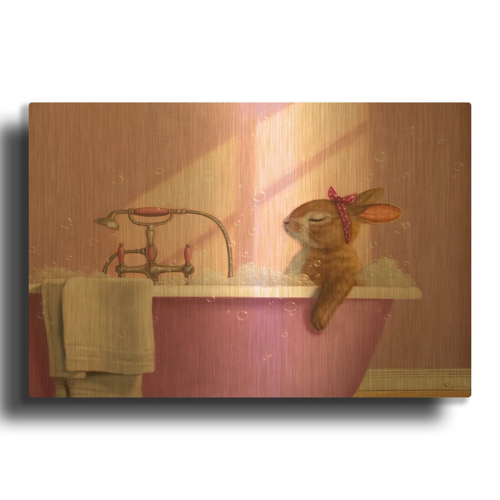 'The Bubble Bath' By Lucia Heffernan Gold Metal Wall Art