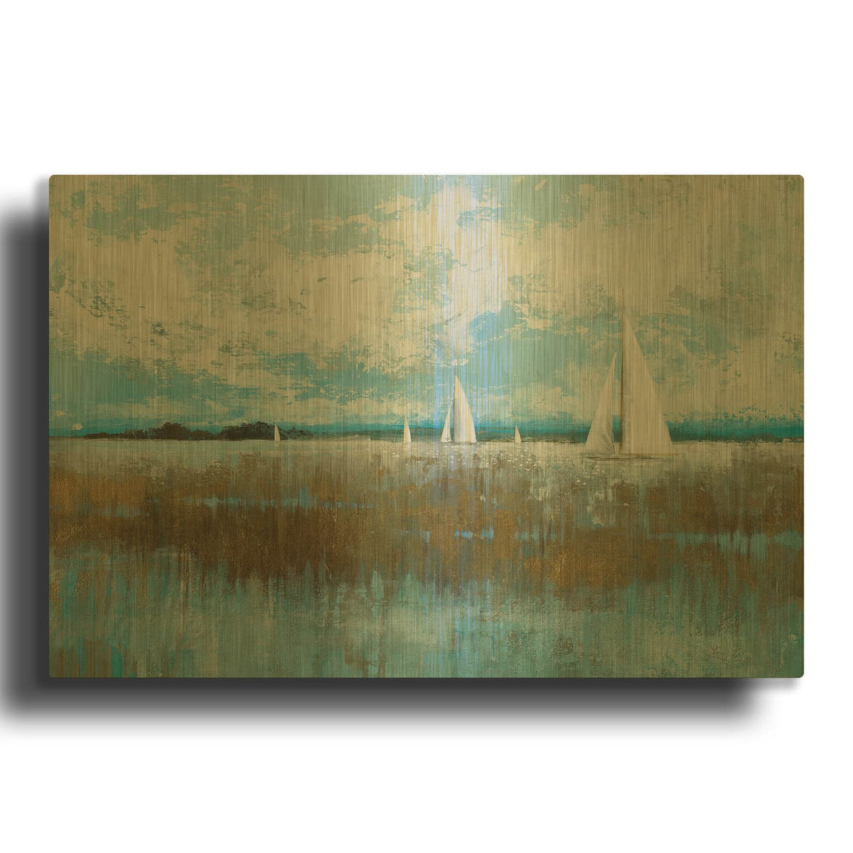 'Distant Sails' By Max Maxx Gold Metal Wall Art
