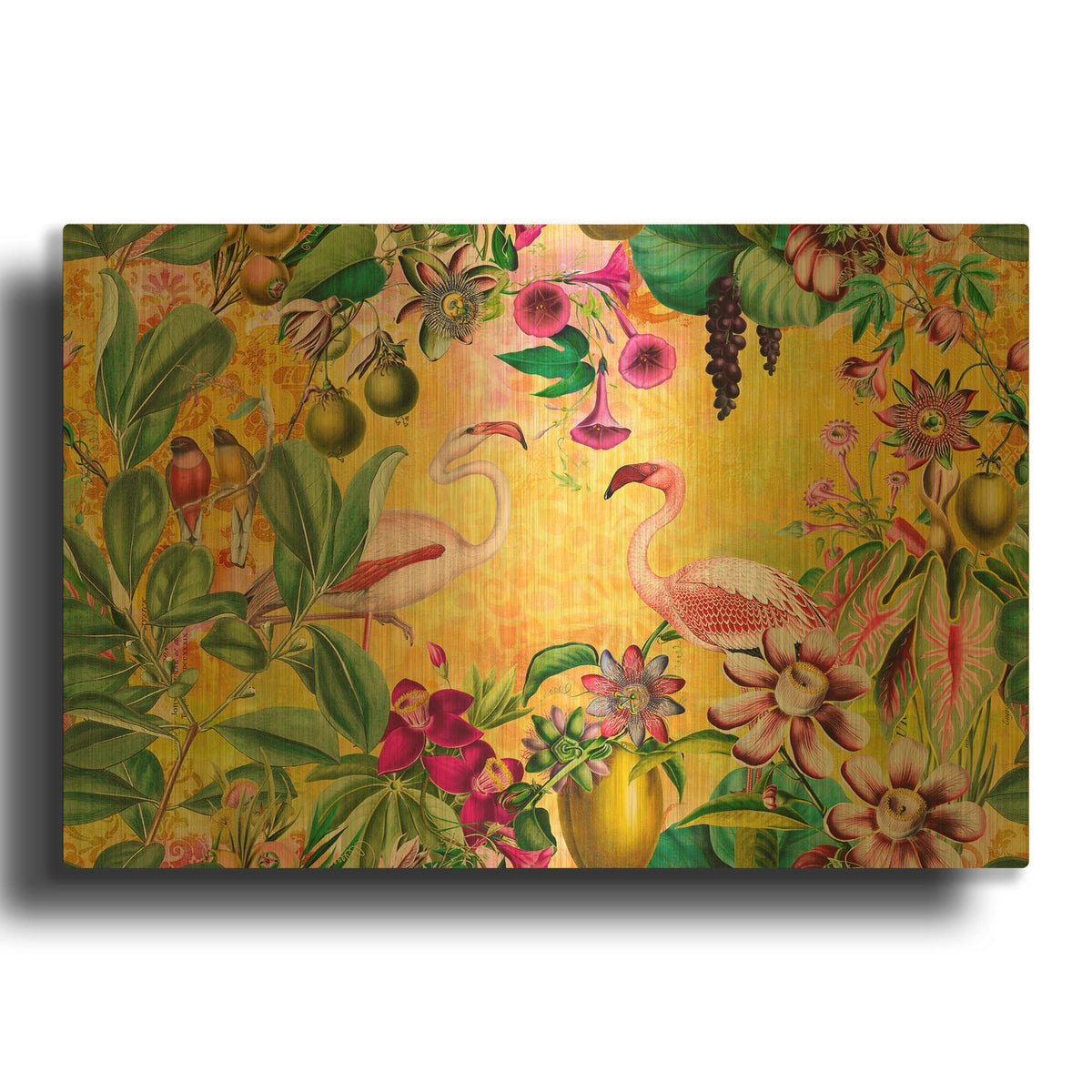 'A Flamingos Tropical Journey 2' By Andrea Haase Gold Metal Wall Art