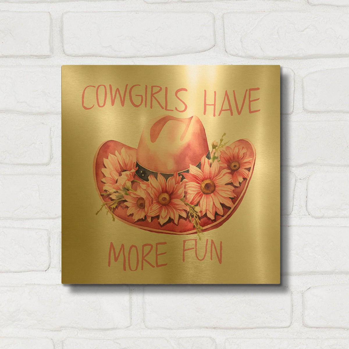 'Cowgirls Fun Hat' By Andrea Haase Gold Metal Wall Art