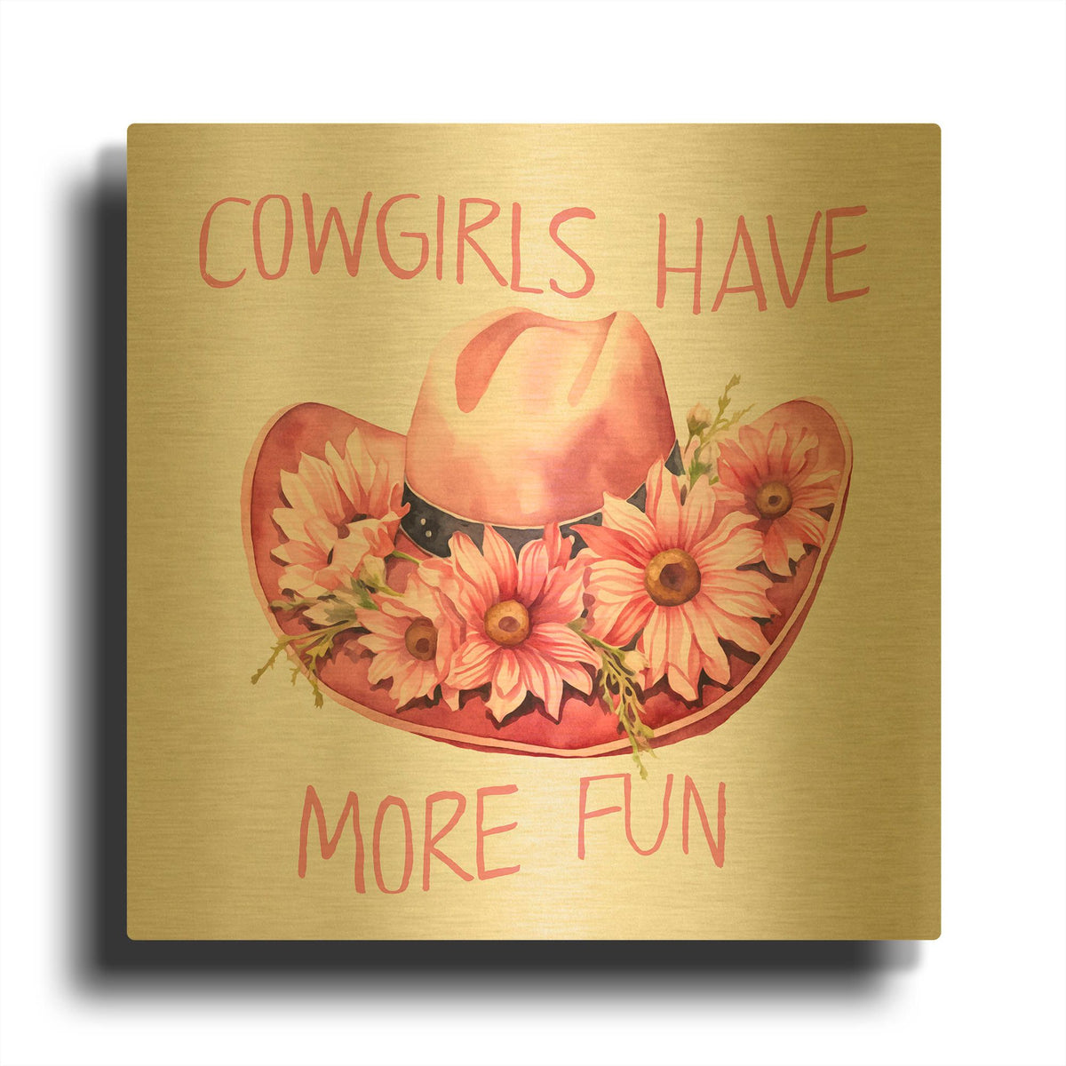 'Cowgirls Fun Hat' By Andrea Haase Gold Metal Wall Art