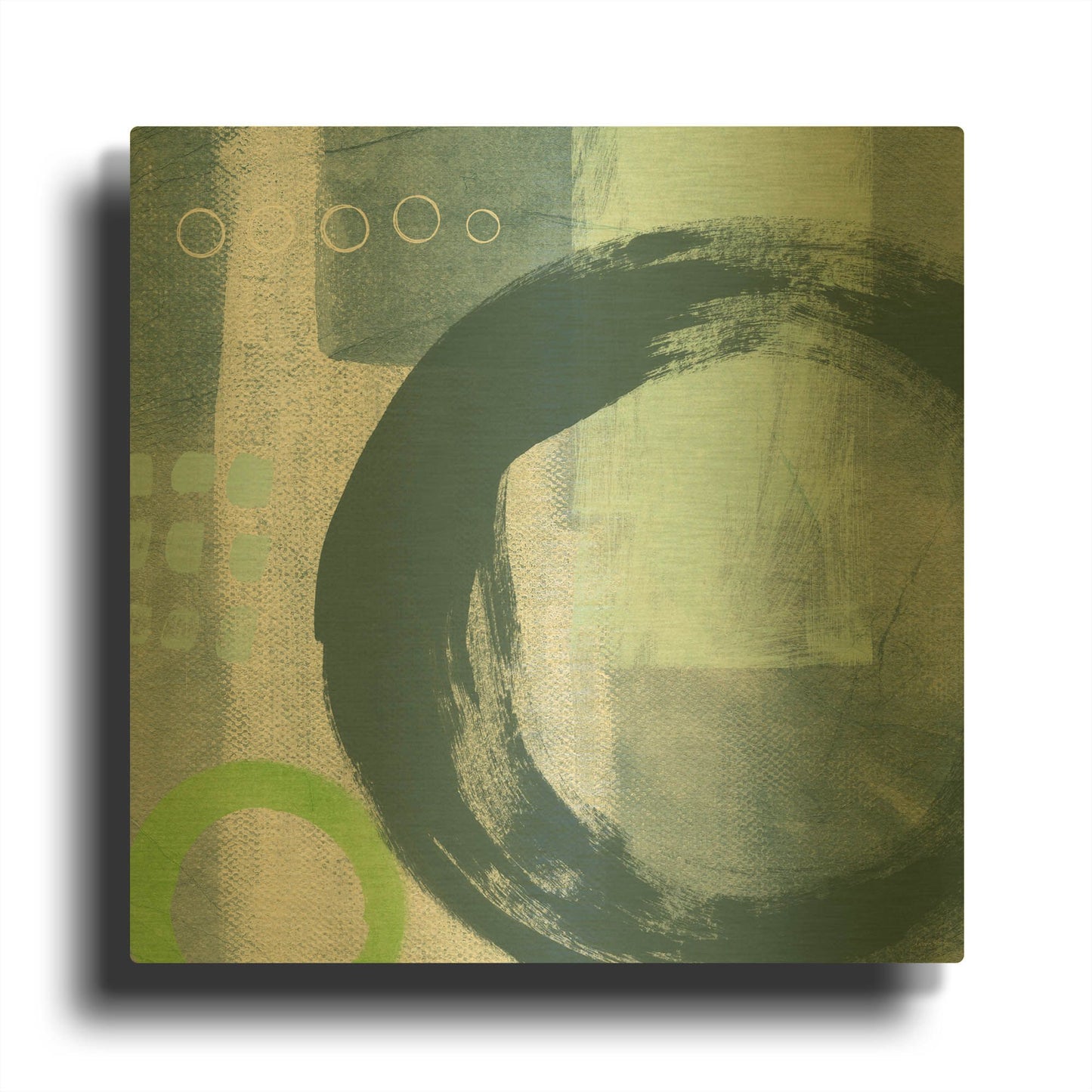 'Blue Circles II' By Linda Woods Gold Metal Wall Art