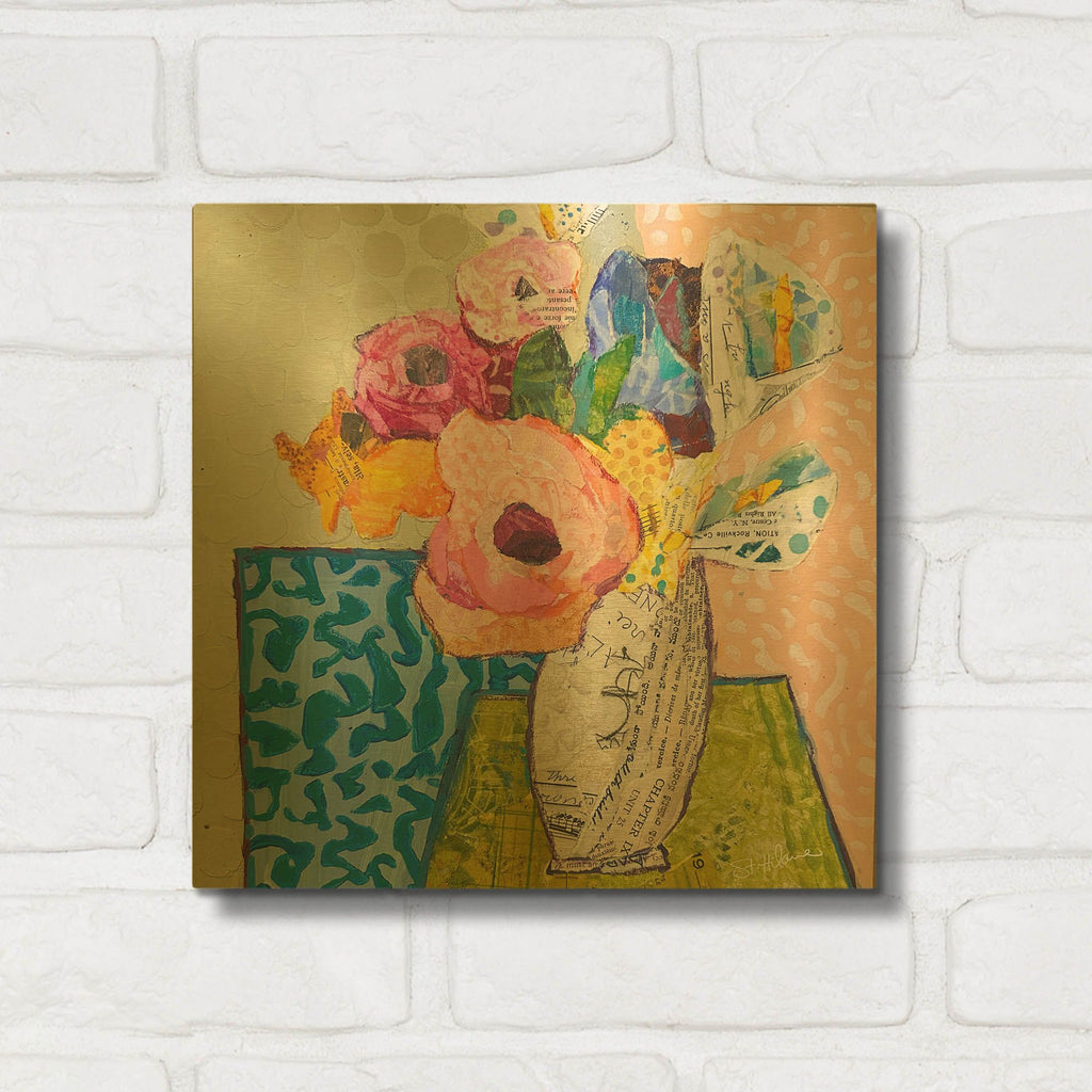 'Chunky Funky Florals' By St. Hilaire Elizabeth Gold Metal Wall Art