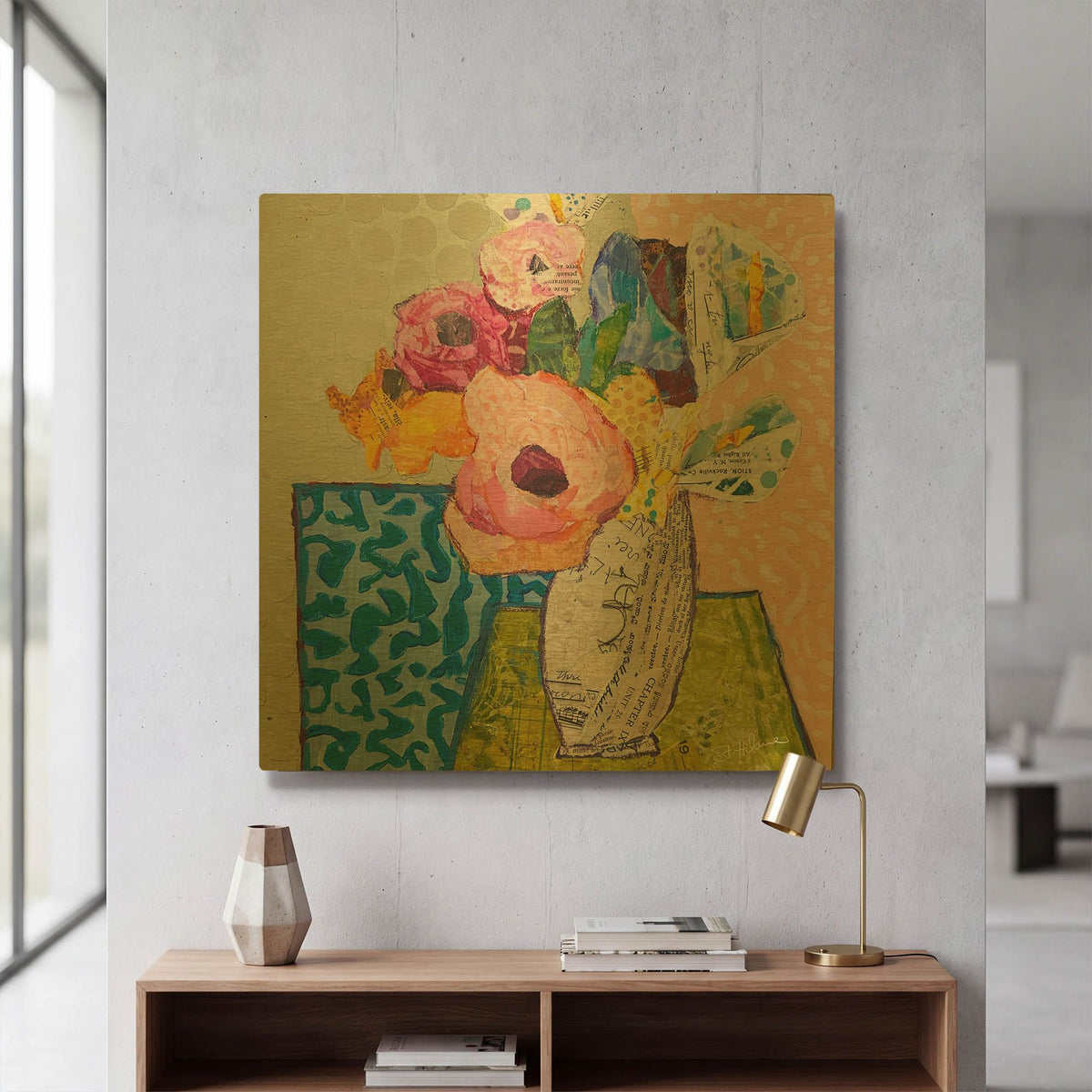 'Chunky Funky Florals' By St. Hilaire Elizabeth Gold Metal Wall Art